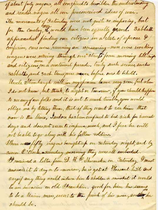 Franklin County: James A. Harman to Martin W. Carman, December 17, 1862 ...